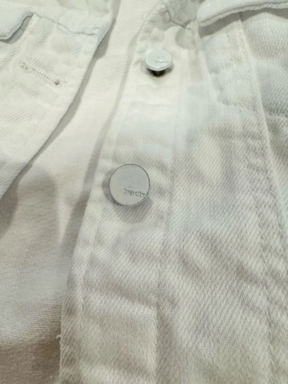 TRACTR boutique white  distress denim jacket girl’s size Large   12  14 16